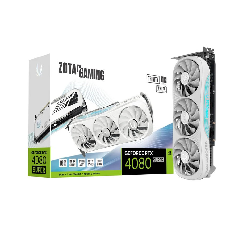 Zotac Gaming GeForce RTX 4080 SUPER Trinity OC 16GB GDDR6X Graphics Card ZT-D40820Q-10P - White - كرت الشاشة